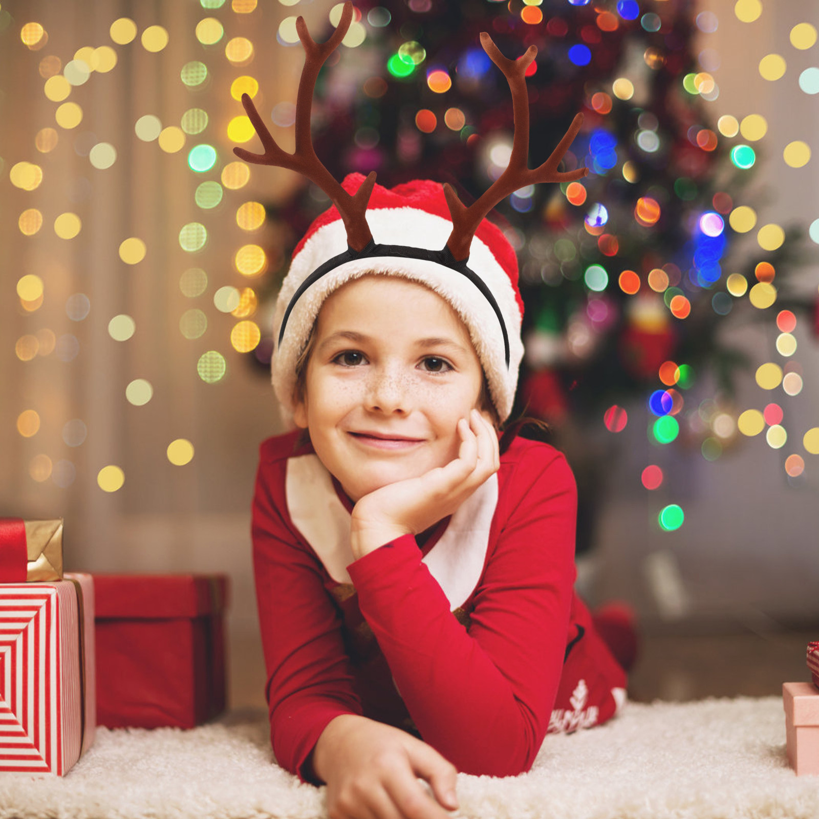 Reindeer Antlers Headband - Büyük Gerçekçi Ren Geyiği Boynuzları Bandı